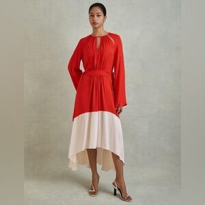 Reiss LUELLA COLOUR BLOCK FIT-AND-FLARE MIDI DRESS *NWT*
